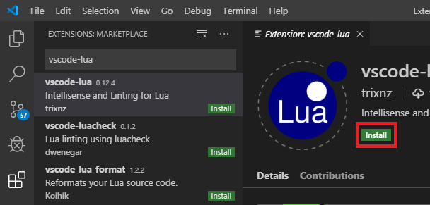 lua visual studio marketplace